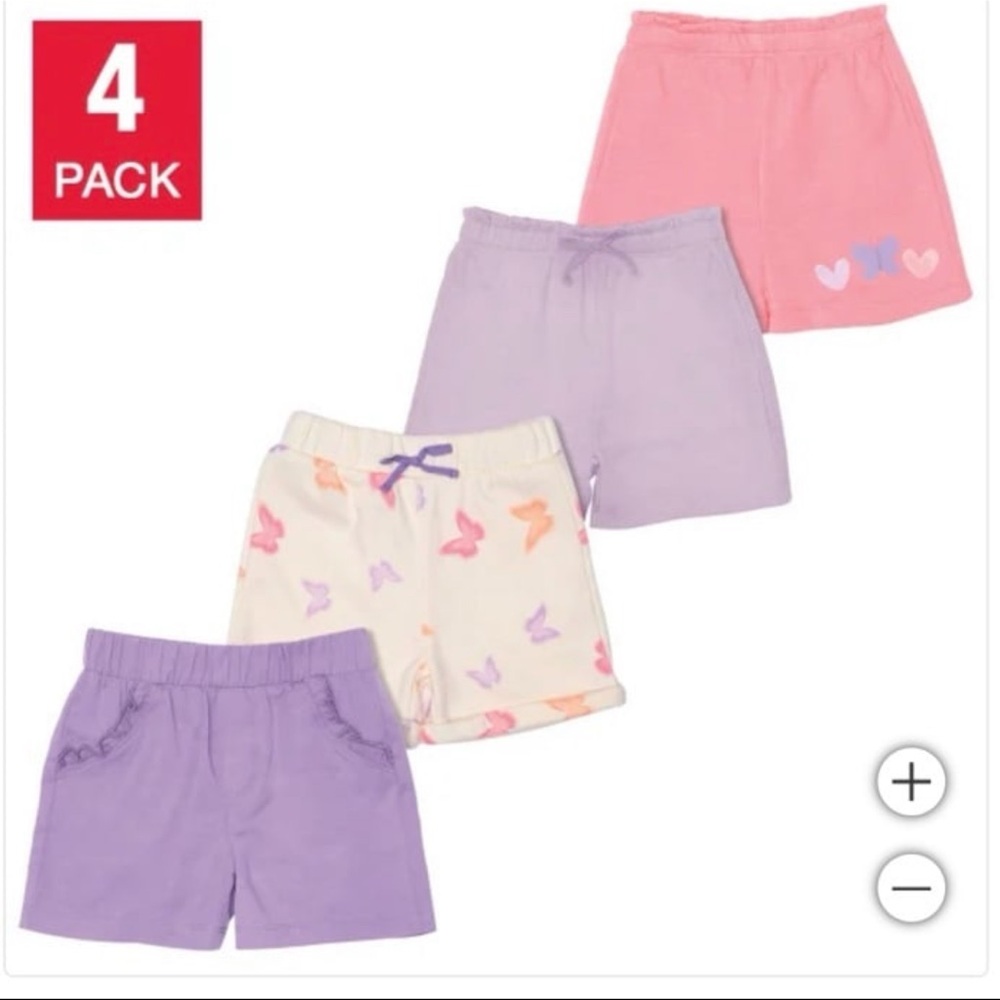 Pekkle Girls' 4-Pack Pull-On Shorts - Butterfly Print - Size 2T
